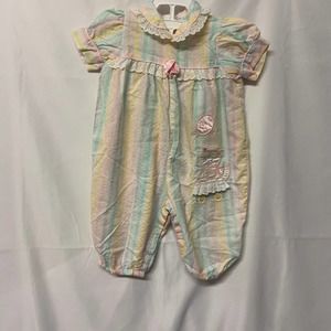 Baby Togs Romper with kitty Kitten Vintage 3-6 mos Embroidered